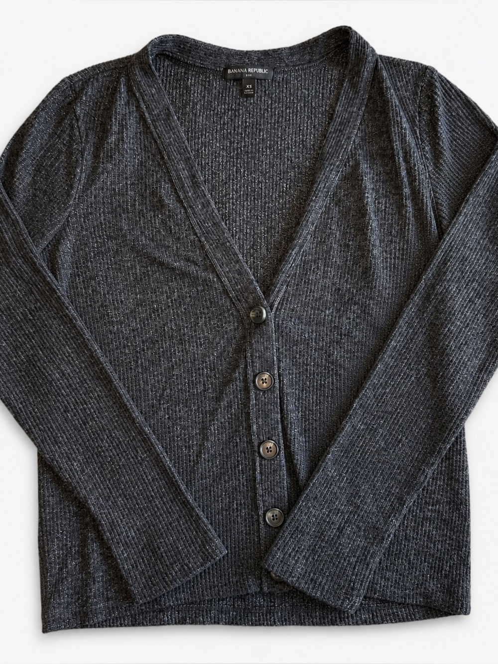 Banana Republic Charcoal Gray Ribbed Cardigan Sweater – Women’s XS – Soft Knit